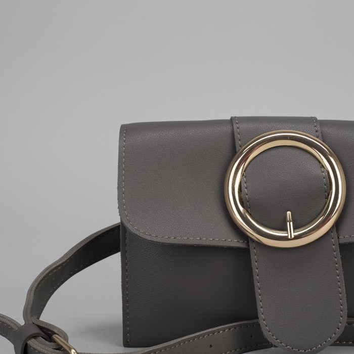 Сумка на пояс L-660, 19*1*14, 2 отдела на магните, дл ремень, серый