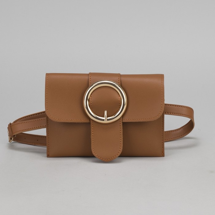 Сумка на пояс L-660, 19*1*14, 2 отдела на магните, дл ремень, коричневый