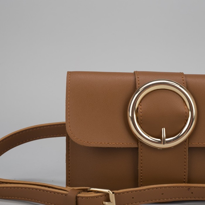 Сумка на пояс L-660, 19*1*14, 2 отдела на магните, дл ремень, коричневый