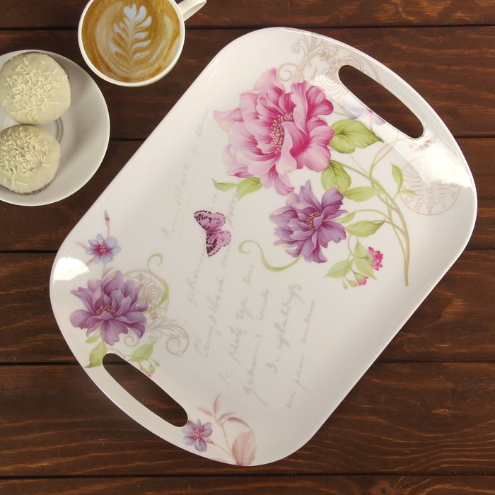 Поднос 35,5х26,5х3,5 см "Нежное утро", цвета МИКС