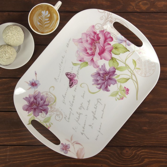 Поднос 40,5х30х4,5 см "Нежное утро", цвета МИКС