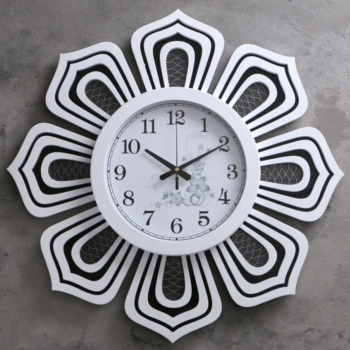 Часы настенные, серия Глянец «Лепестки», МДФ, белые, 60х60 см