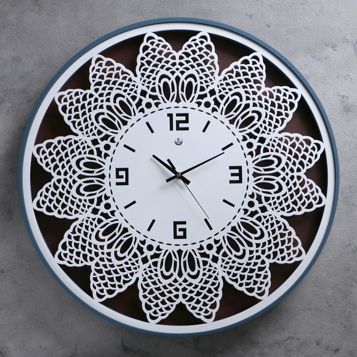 Часы настенные, серия Глянец «Вечный свет», цифры 3, 6, 9, 12, МДФ, белые, d=60 см