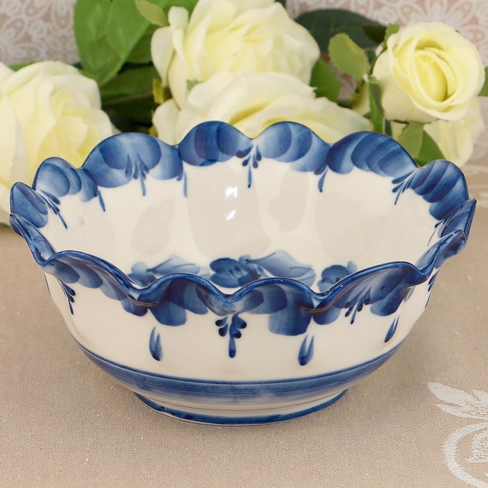 Салатник "Георгин", гжель, фарфор, 2с