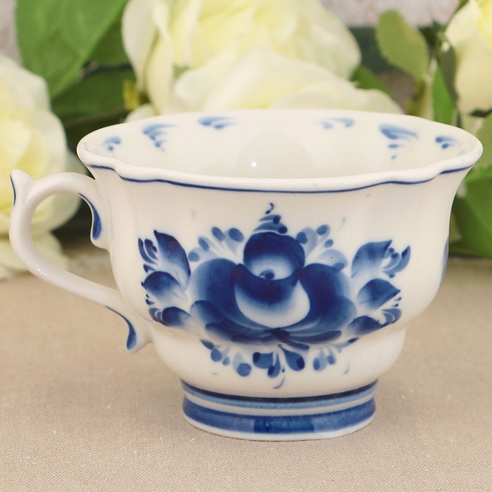 Чашка "Орхидея", гжель, фарфор, 2с