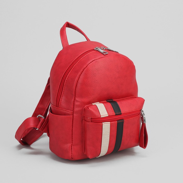 Рюкзак молодёжный, отдел на молнии, 3 наружных кармана, цвет красный