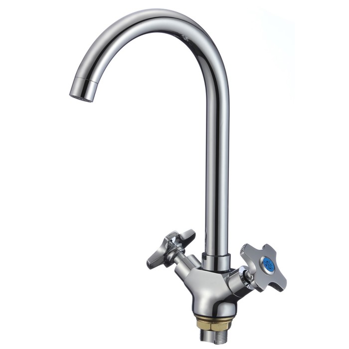 Смеситель для кухни RMS SL115-274F, двухрычажный, крепление гайка, высокий излив, хром