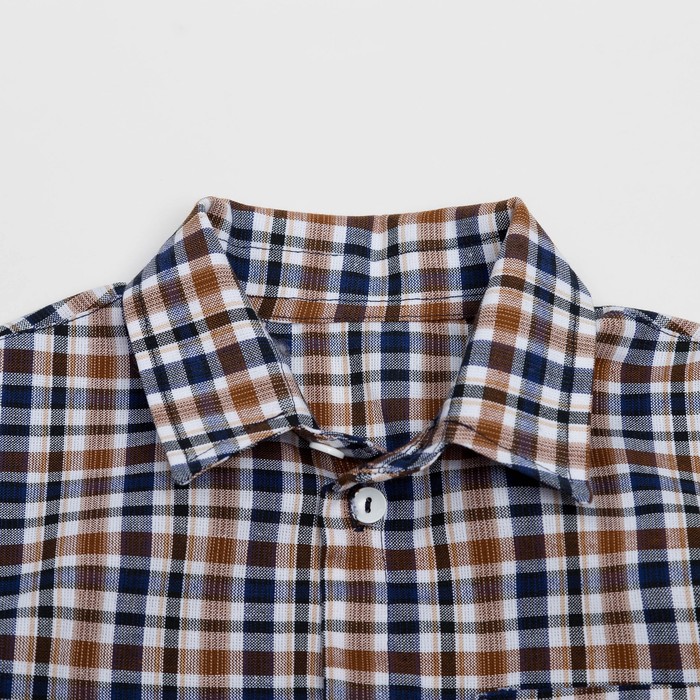 Сорочка для мальчика, рост 134 см, цвет коричневый