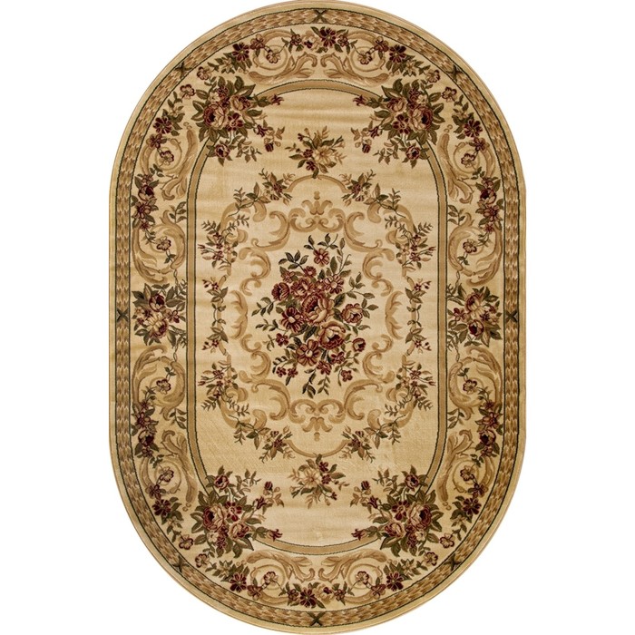 Ковёр Хит-Сет ПП OLYMPOS d057, 1*3 м, овал, CREAM