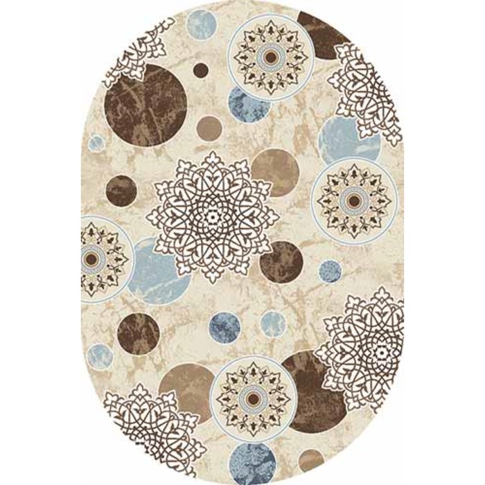 Ковёр Хит-Сет ПП VALENCIA DELUXE d309, 1*3 м, овальный, CREAM-BROWN
