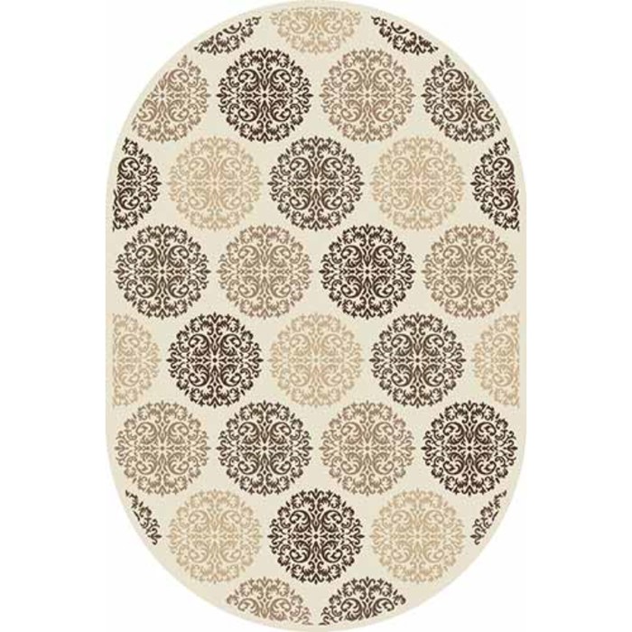 Ковёр Хит-Сет ПП VALENCIA DELUXE d313, 0,6*1,1 м, овальный, CREAM-BROWN