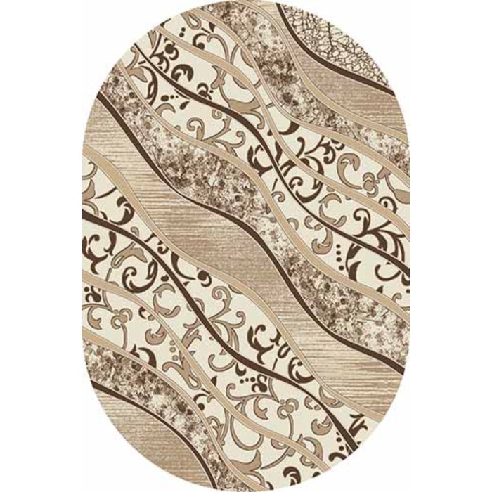 Ковёр Хит-Сет ПП VALENCIA DELUXE d329, 0,6*1,1 м, овальный, CREAM-BROWN