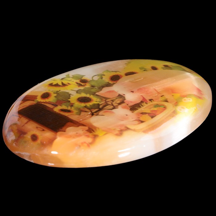 Панно «Семейка поросят», 8,5х6 см, селенит