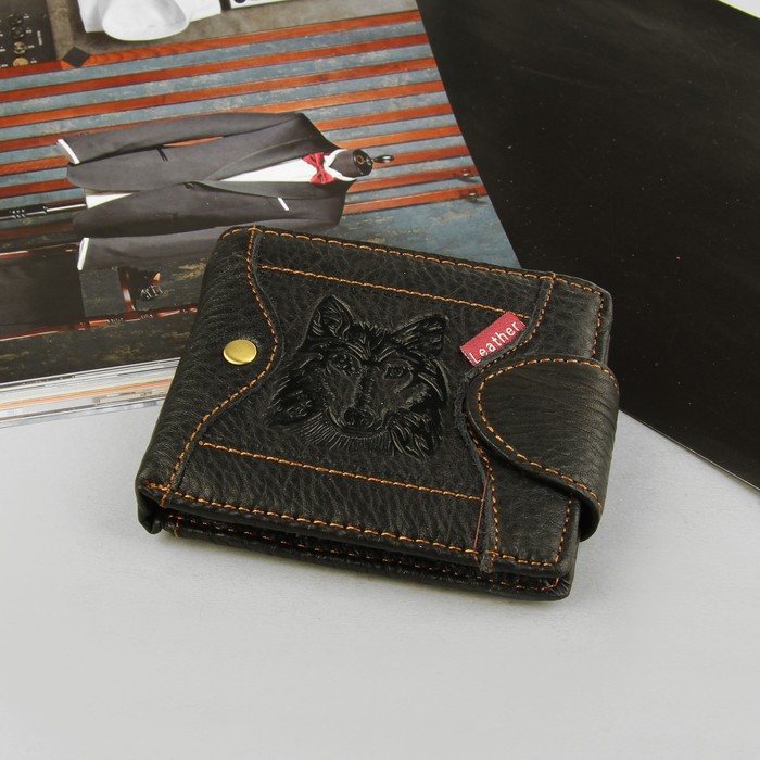 Портмоне мужское, 3 отдела, для карт, для монет, цвет чёрный