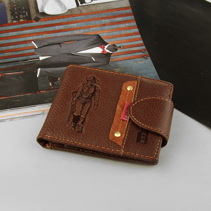 Портмоне мужское, 3 отдела, для карт, для монет, цвет коричневый