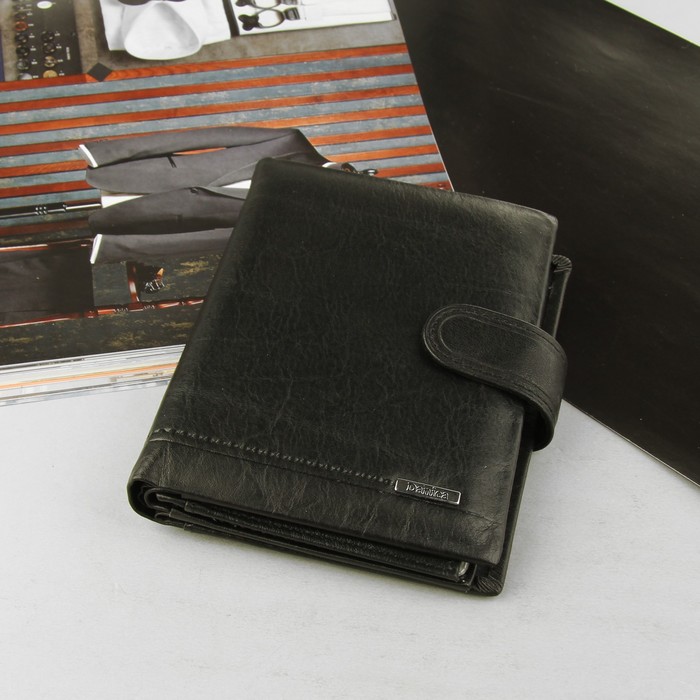 Портмоне мужское 3 в 1 (авто+паспорт), 2 отдела, для карт, для монет, наружный карман, цвет чёрный