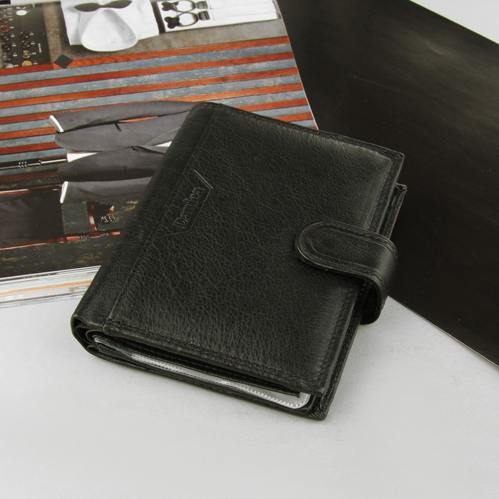 Портмоне мужское 3 в 1 (авто+паспорт), 2 отдела, для карт, для монет, наружный карман, цвет чёрный