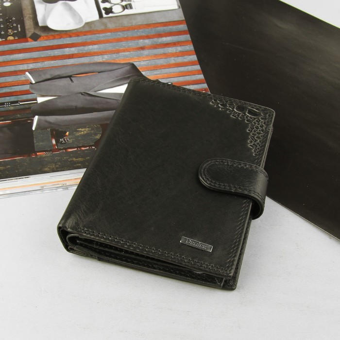 Портмоне мужское 3 в 1 (авто+паспорт), 2 отдела, для карт, для монет, наружный карман, цвет чёрный