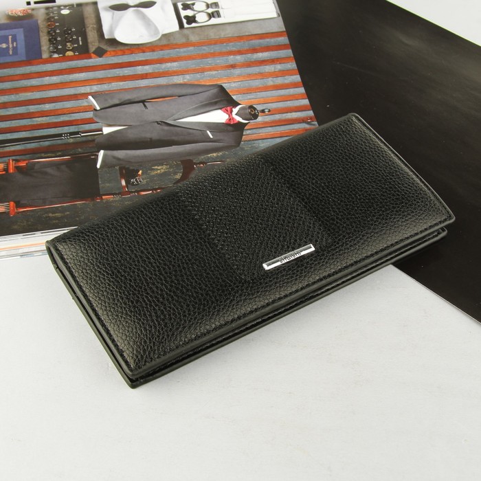 Портмоне мужское, 3 отдела, для карт, для монет, цвет чёрный