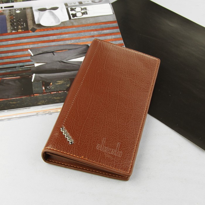 Портмоне мужское, 3 отдела, для карт, для монет, цвет коричневый