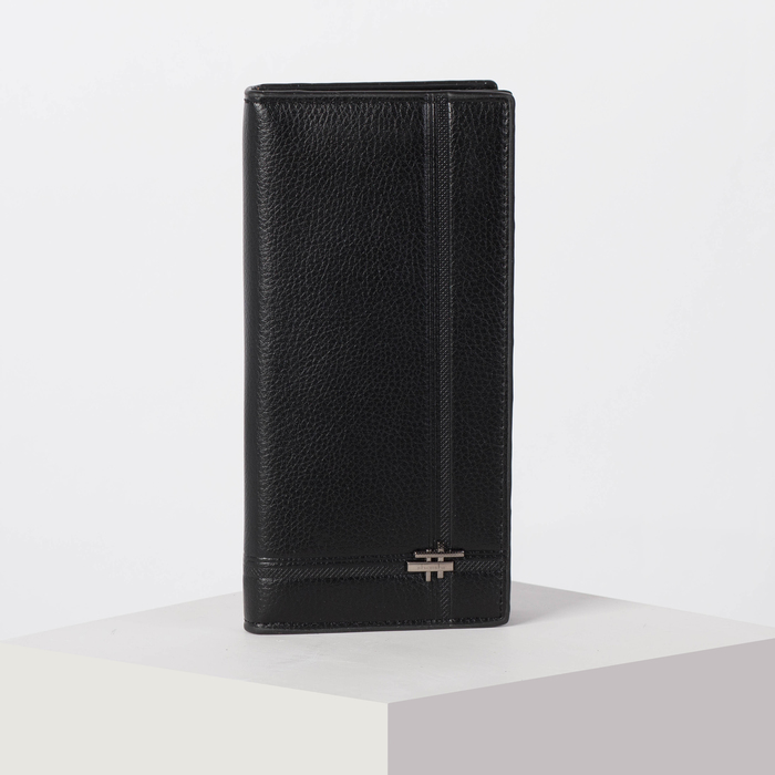 Портмоне мужское, 3 отдела, для кредиток, для монет, цвет чёрный