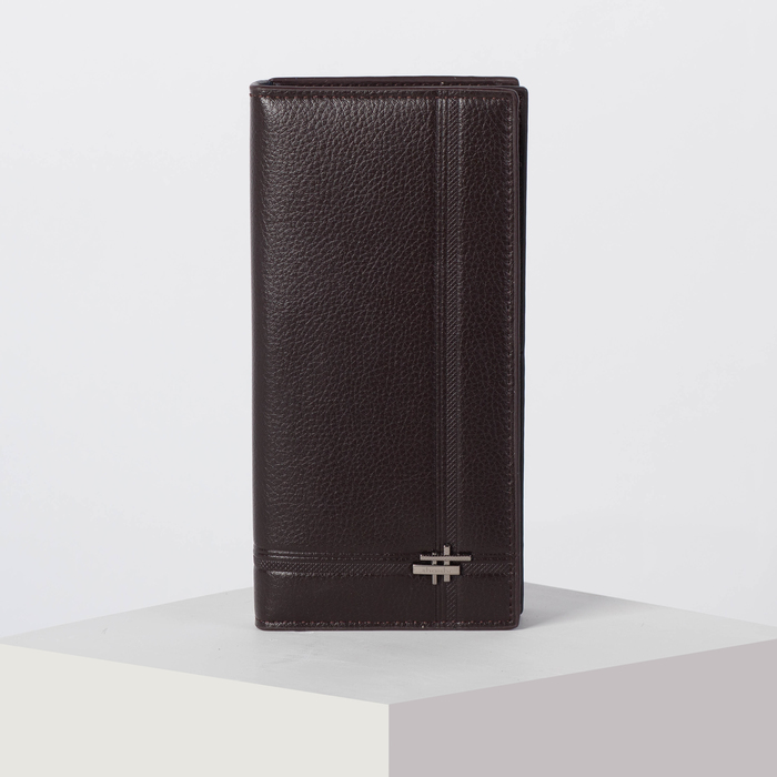 Портмоне мужское, 3 отдела, для кредиток, для монет, цвет коричневый