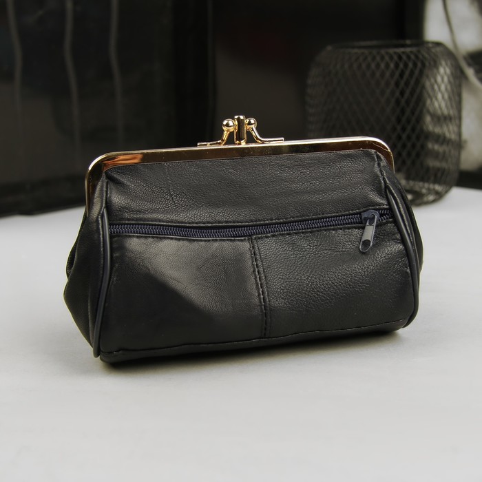 Косметичка, отдел на фермуаре, цвет синий