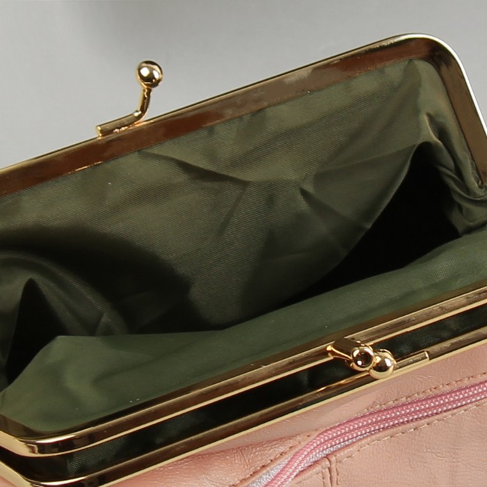 Косметичка-фермуар, 2 отдела на рамках, цвет розовый