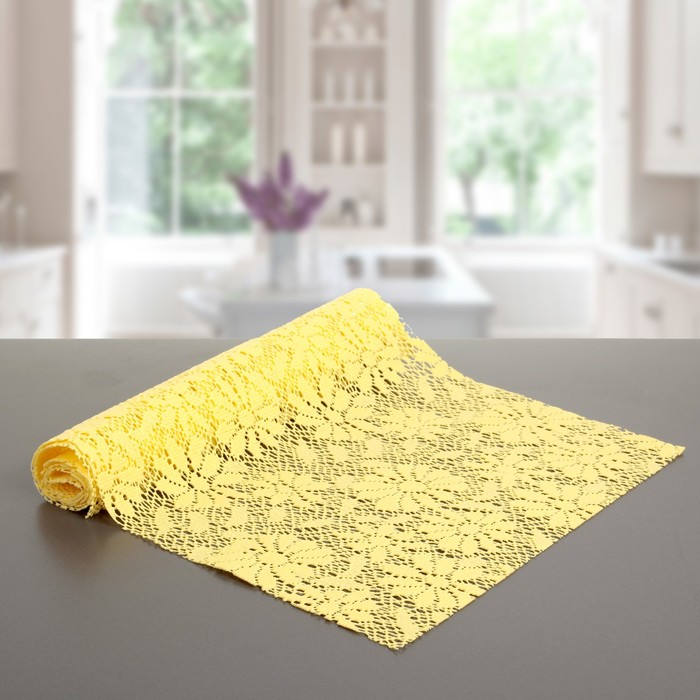 Коврик противоскользящий "Цветы" 30х90 см, цвет жёлтый