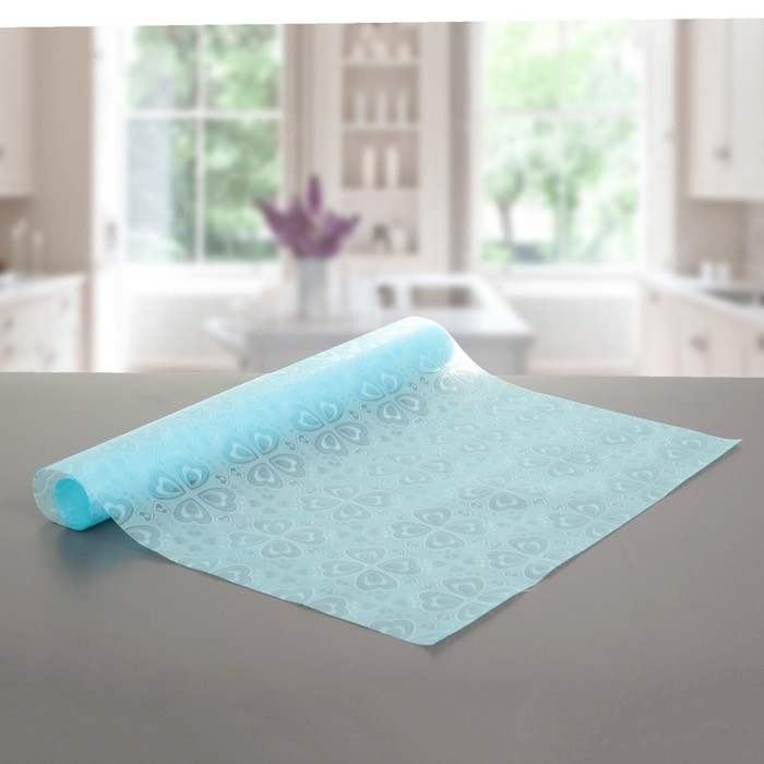 Коврик противоскользящий "Клевер" 45х90 см, цвет синий, EVA