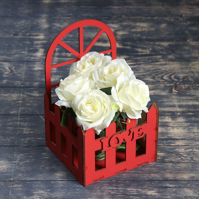 Ящик под цветы "Балкончик", красный, 17,3х17,3х16,7см