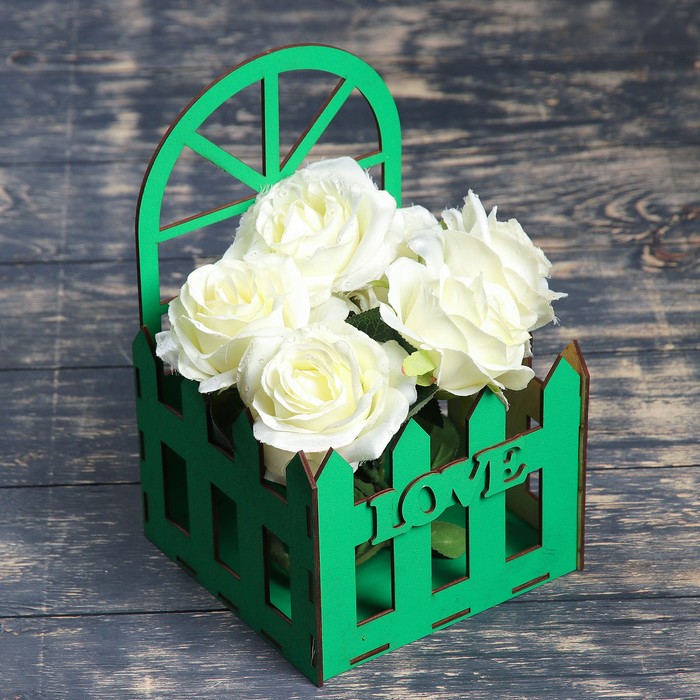 Ящик под цветы "Балкончик", зелёный, 17,3х17,3х16,7см