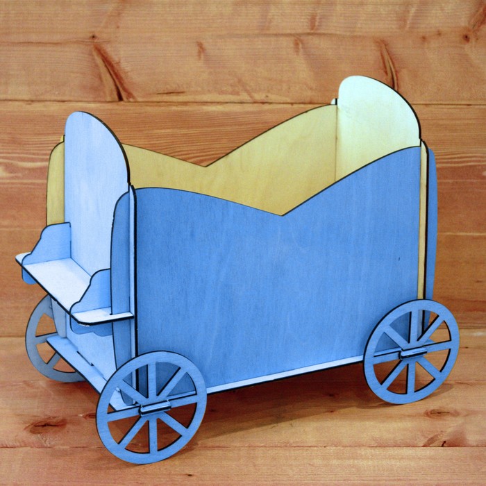 Ящик под цветы "Карета", голубой, 18,4х33х20см