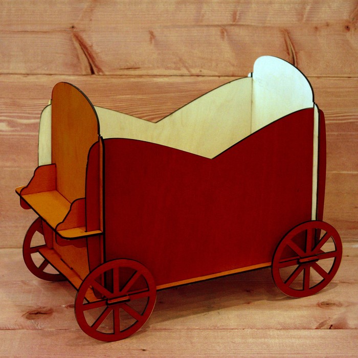 Ящик под цветы "Карета", красный, 18,4х33х20см