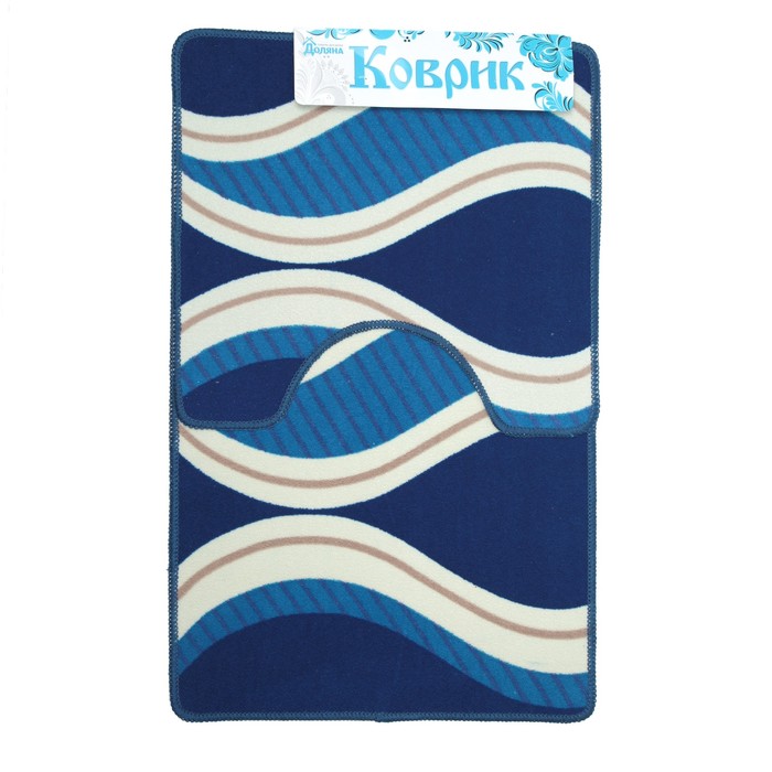 Набор ковриков для ванной и туалета 2 шт "Волны"