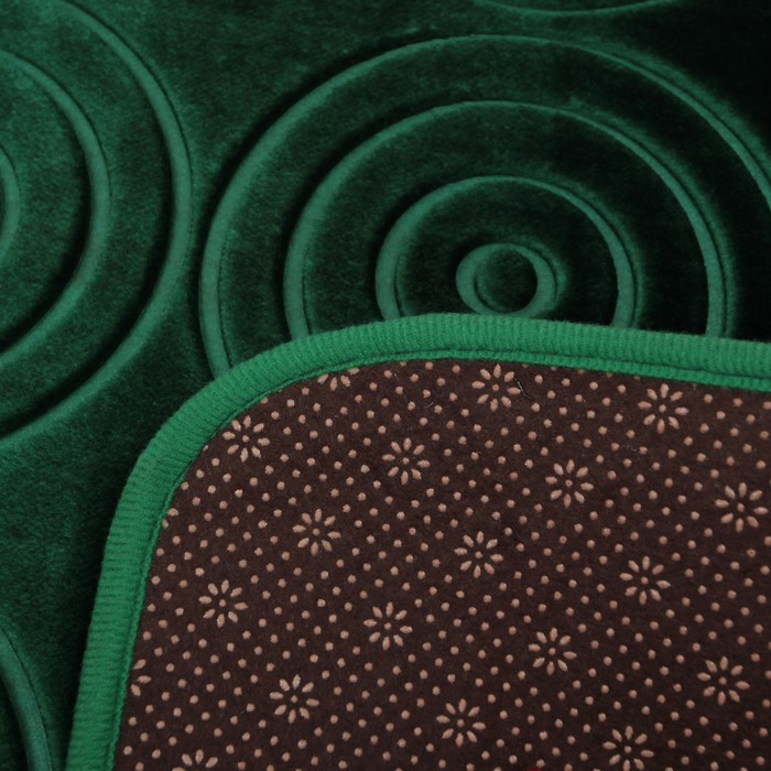 Набор ковриков для ванной и туалета 2 шт "Завитки", цвет тёмно-зелёный