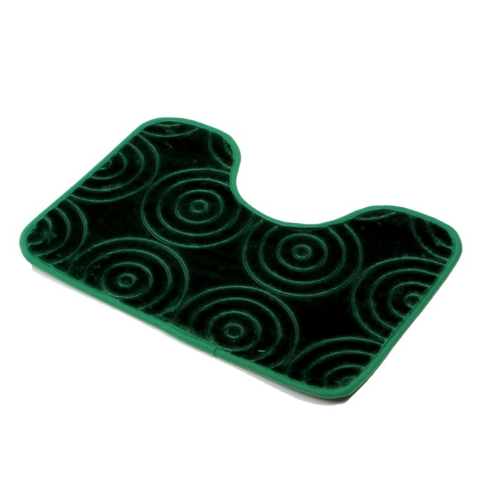 Набор ковриков для ванной и туалета 2 шт "Завитки", цвет тёмно-зелёный