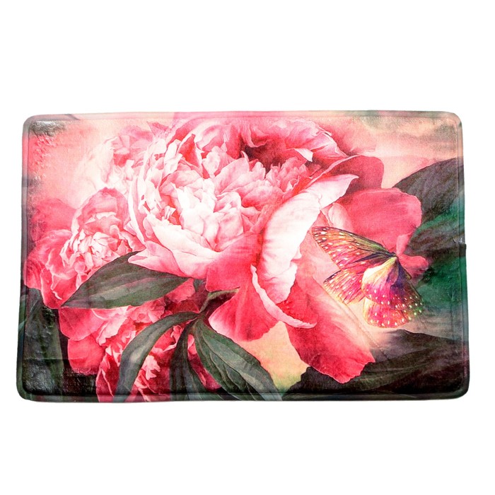 Коврик для ванной "Пионы", цвет розовый