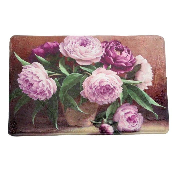 Коврик для ванной "Пионы", цвет сиреневый