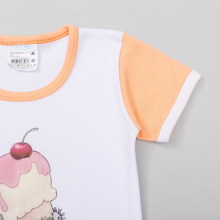 Пижама для девочки "Мишки-Тедди", рост 110-116 см, цвет персиковый мт105