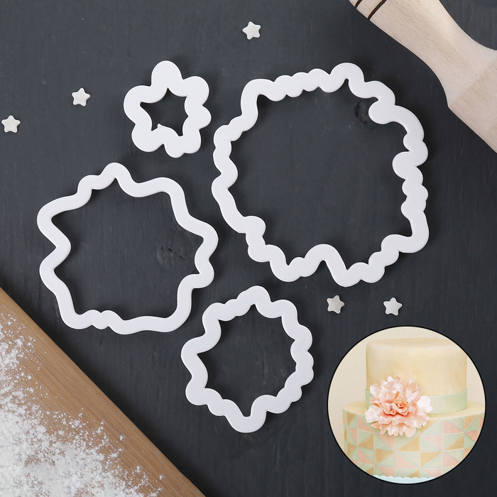 Набор выемок кондитерских "Кляксы", 4 шт: 10х11/9х7,5/6,7х6/4,5х4,6 см