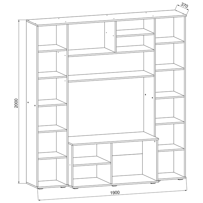 Гостиная Катана, 1900 × 500 × 2000, Венге/дуб молочный