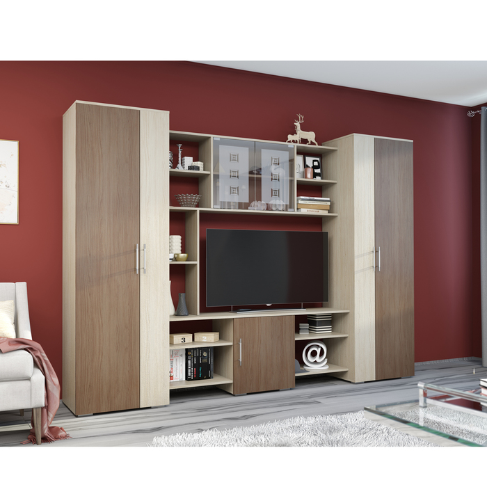 Гостиная Габриэла, 2700 × 450 × 1900, Ясень шимо светлый/Ясень шимо темный