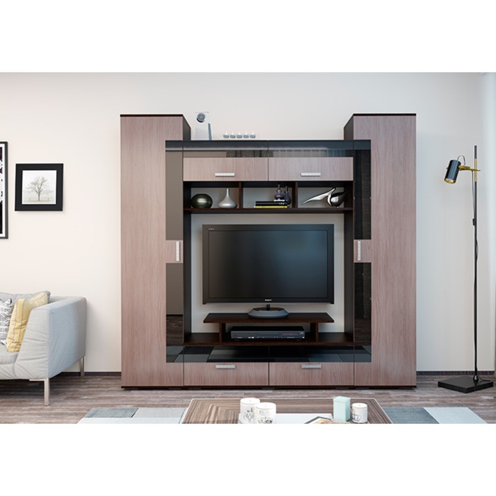 Гостиная Марсела, 2080 × 450 × 1940 Венге/Ясень шимо темный/Венге