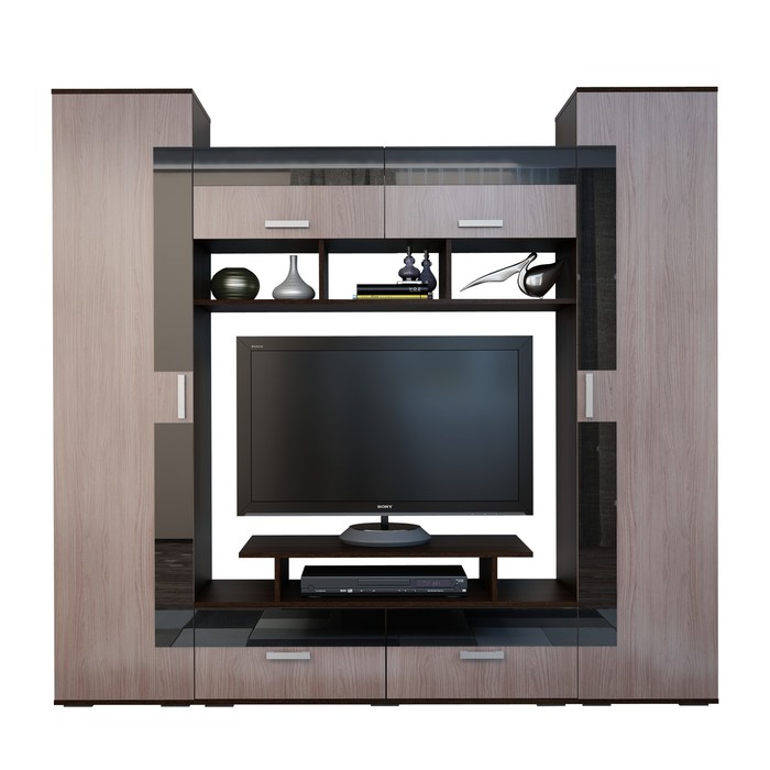 Гостиная Марсела, 2080 × 450 × 1940 Венге/Ясень шимо темный/Венге