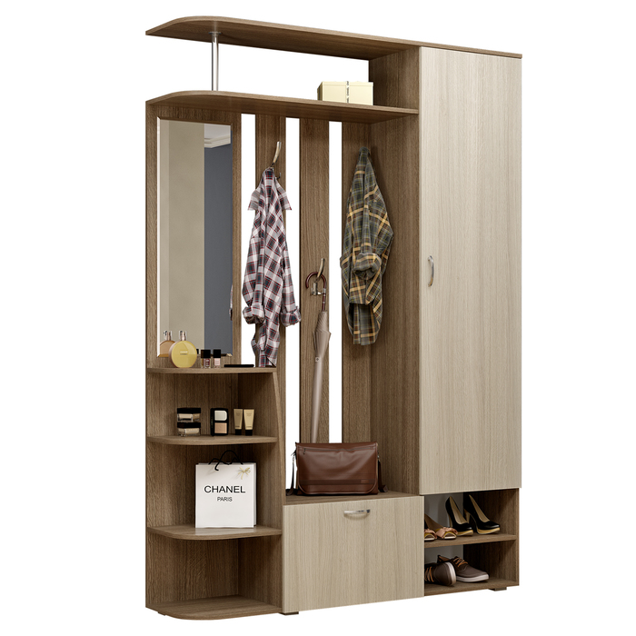 Прихожая 1500 × 380 × 2200, Ясень шимо темный/Ясень шимо светлый