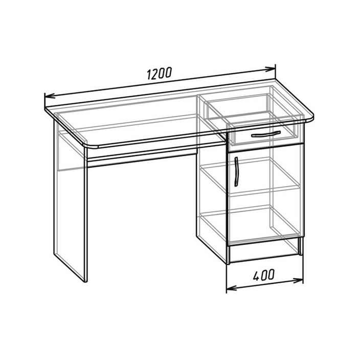 Стол письменный 1200 × 570 × 750, Дуб молочный