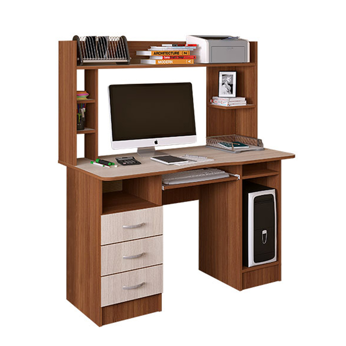 Стол компьютерный 1200 × 650 × 1350, Ясень шимо темный/Ясень шимо светлый