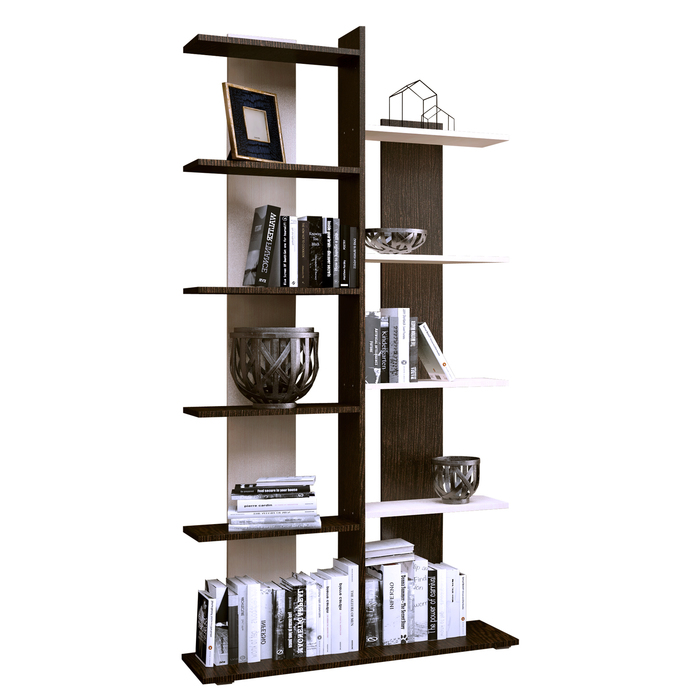 Стеллаж 1000 × 312 × 2000, Дуб венге/Дуб молочный