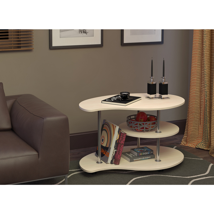 Стол журнальный Капля-1, 900 × 600 × 550, Дуб молочный